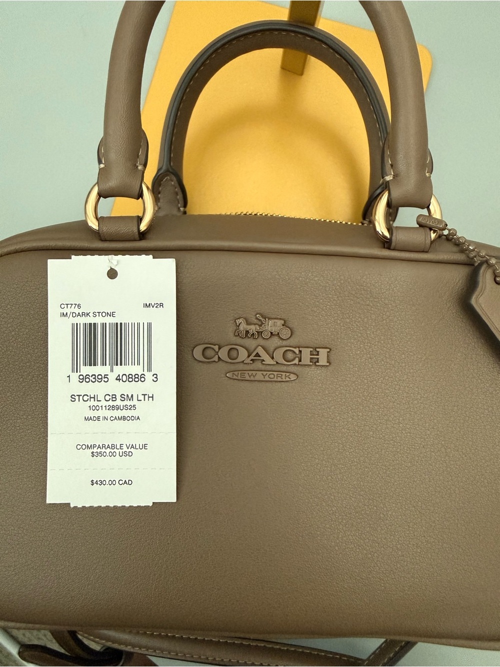 Coach Outlet small cube satchel in dark stone - Picture 5 of 9